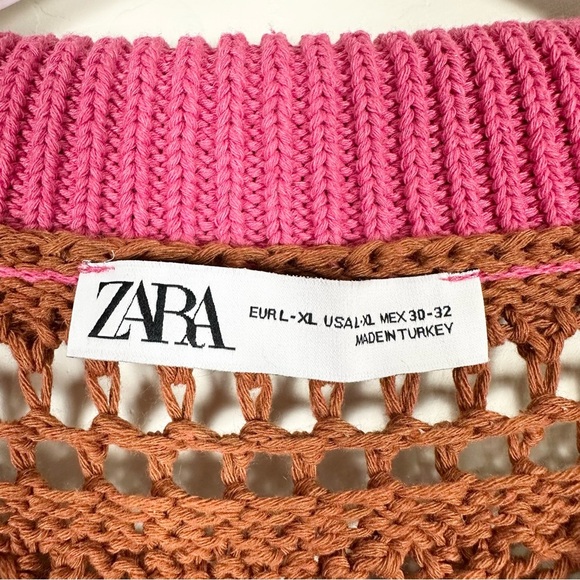 Zara OVERSIZED STRIPED KNIT POLO SWEATER Pink - Picture 9 of 16